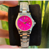 ساعت مچی زنانه کاسیو casio اصل بند استیل نقره ای صفحه نمایش گرد سبز خاص وجذاب