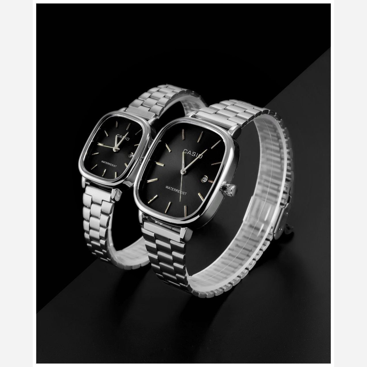 ساعت مچی ست زنانه و مردانه کاسیو اولدمانی casio مستطیلی رنگ ثابت ضمانتی