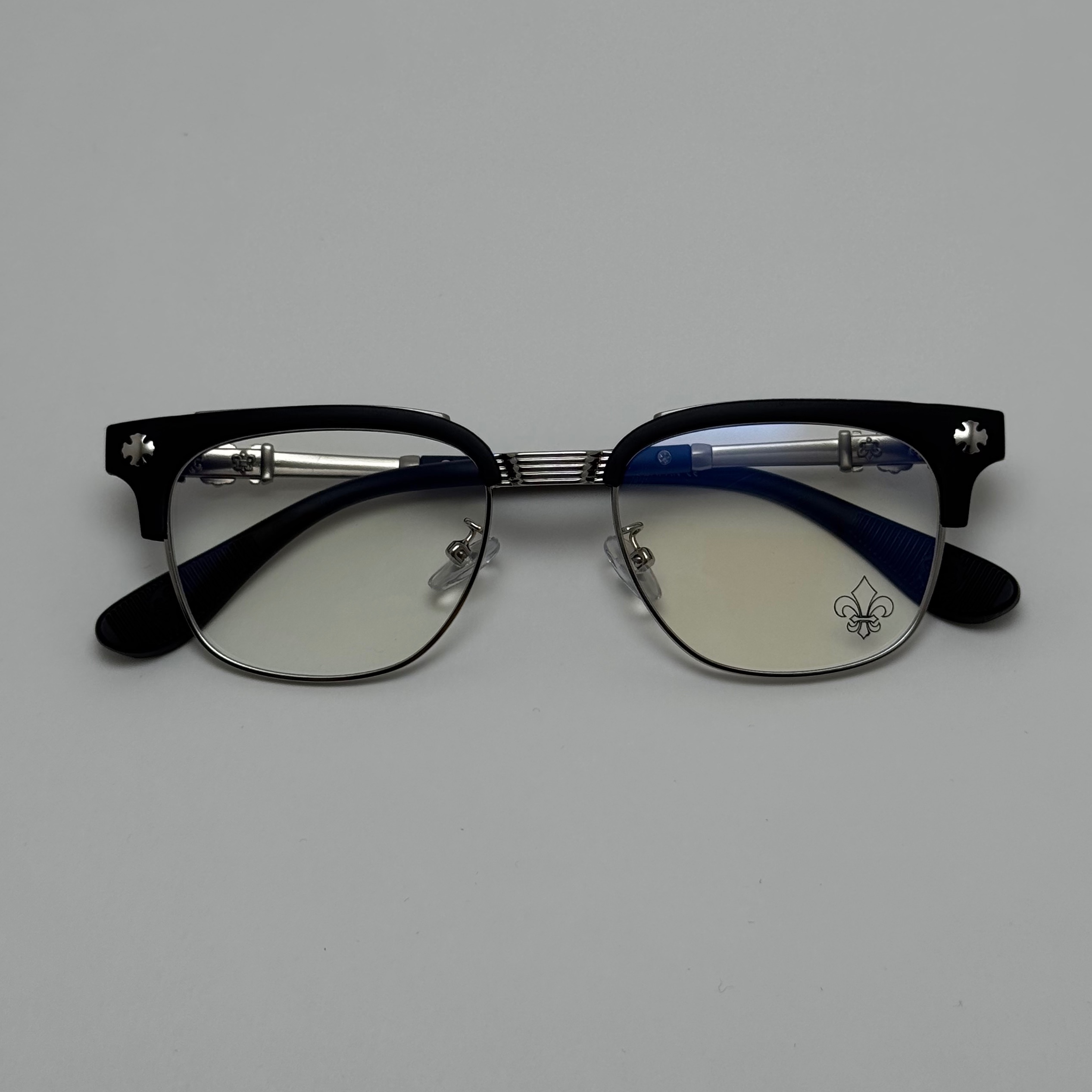عینک بلوکات کروم هارتز کلاب مستر مشکی نقره ای Chrome Hearts 9217 - کیفیت مستر