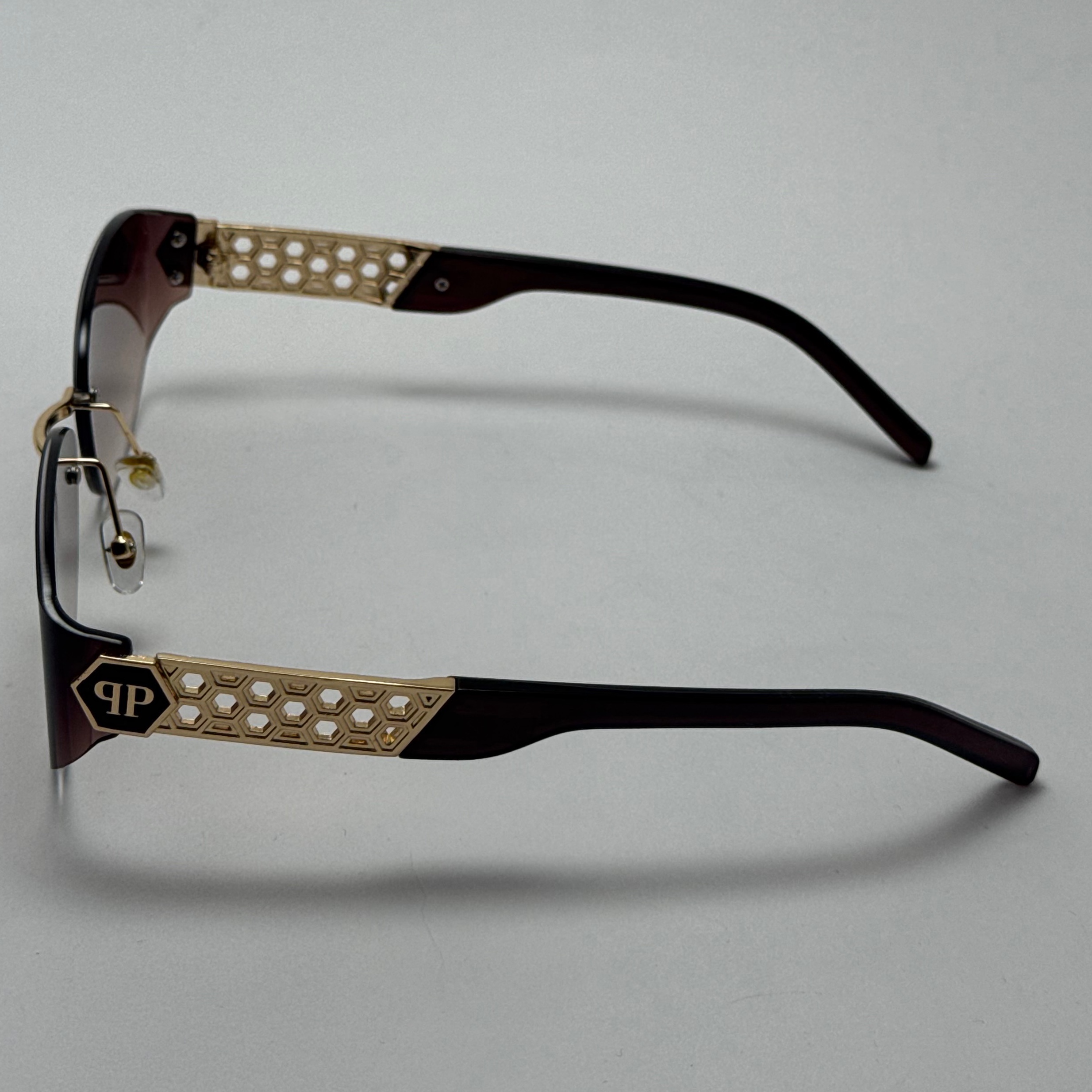 عینک آفتابی فیلیپ پلین Philip Plein مدل Luxury Shield فریم لس قهوه ای - لنز UV400