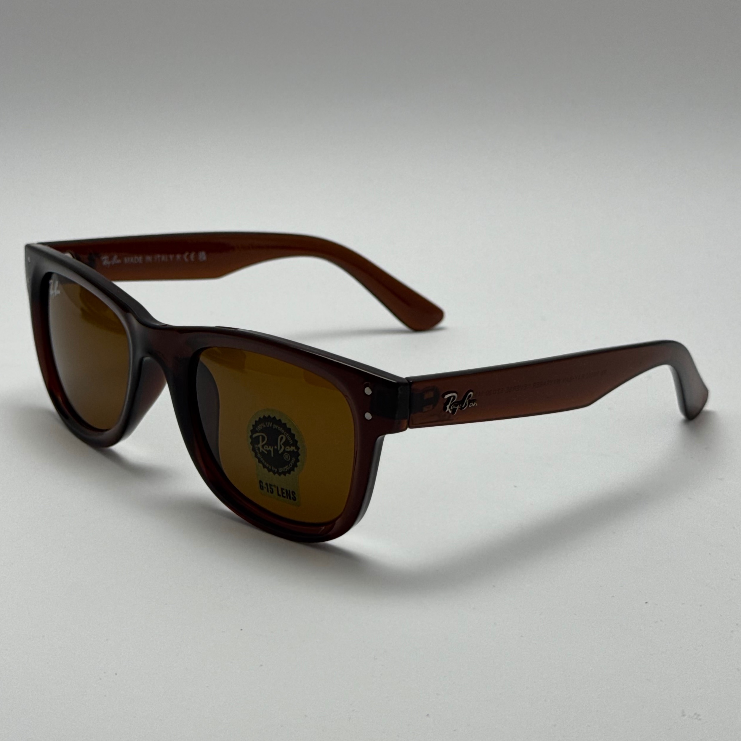 عینک آفتابی ریبن ویفرر شیشه سنگ قهوه ای به همراه پک کامل ریبن Rayban WAYFARER RB 0502S