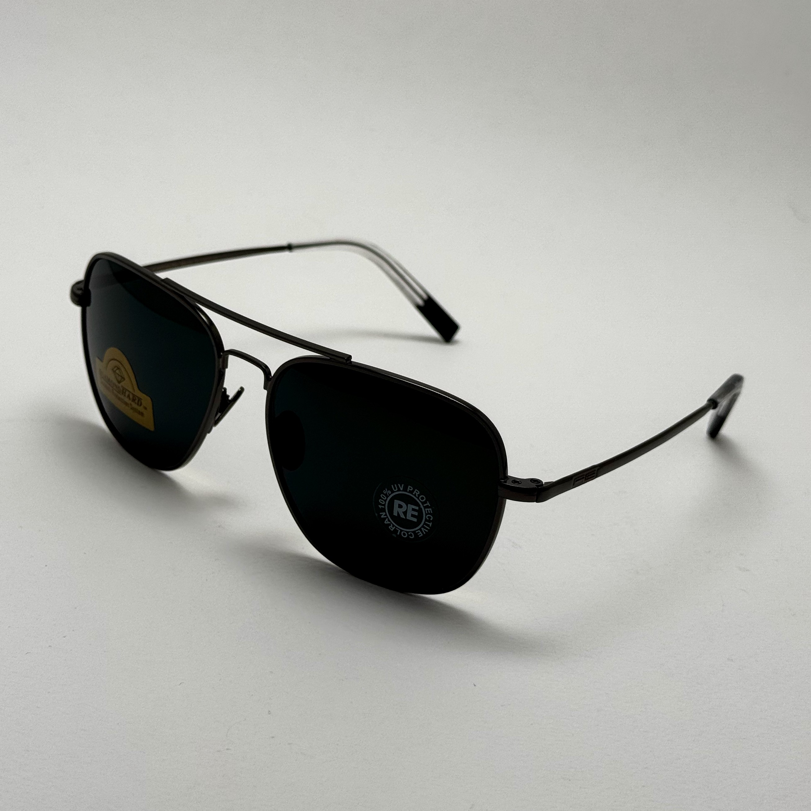 عینک آفتابی خلبانی رندولف شیشه سنگ آنتی رفلکس مشکی فریم نوک مدادی فول پک RANDOLPH AVIATOR RE 58 24K WHITE GOLD