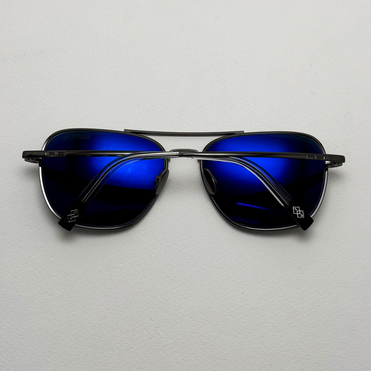 عینک آفتابی خلبانی رندولف شیشه سنگ آنتی رفلکس مشکی فریم نوک مدادی فول پک RANDOLPH AVIATOR RE 58 24K WHITE GOLD