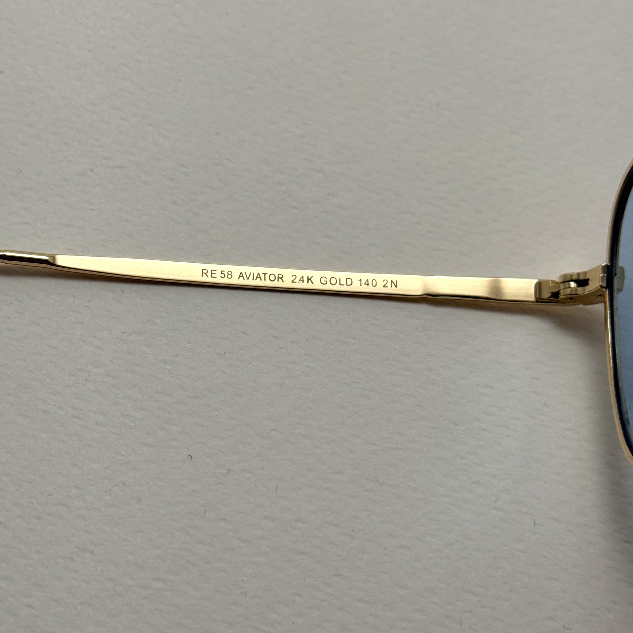 عینک آفتابی خلبانی رندولف شیشه سنگ آبی آسمانی طلایی فول پک RANDOLPH AVIATOR RE 58 24K GOLD