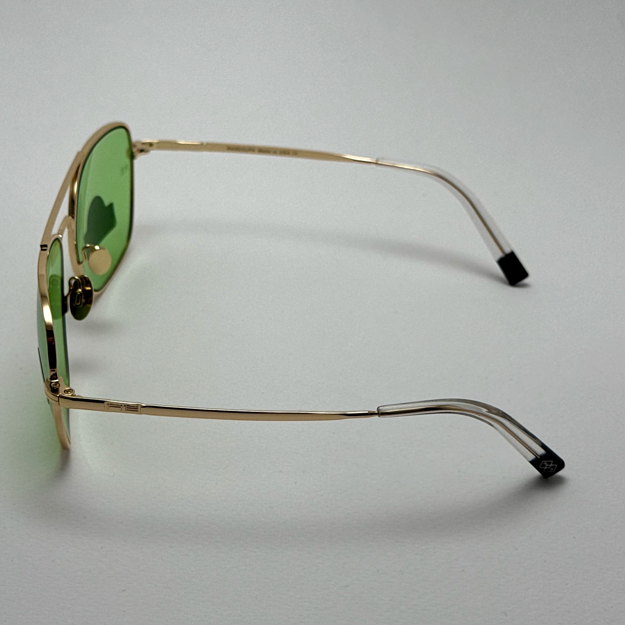 عینک شب و آفتابی خلبانی رندولف شیشه سنگ سبز فریم طلایی فول پک اصلی RANDOLPH AVIATOR RE 58 24K GOLD