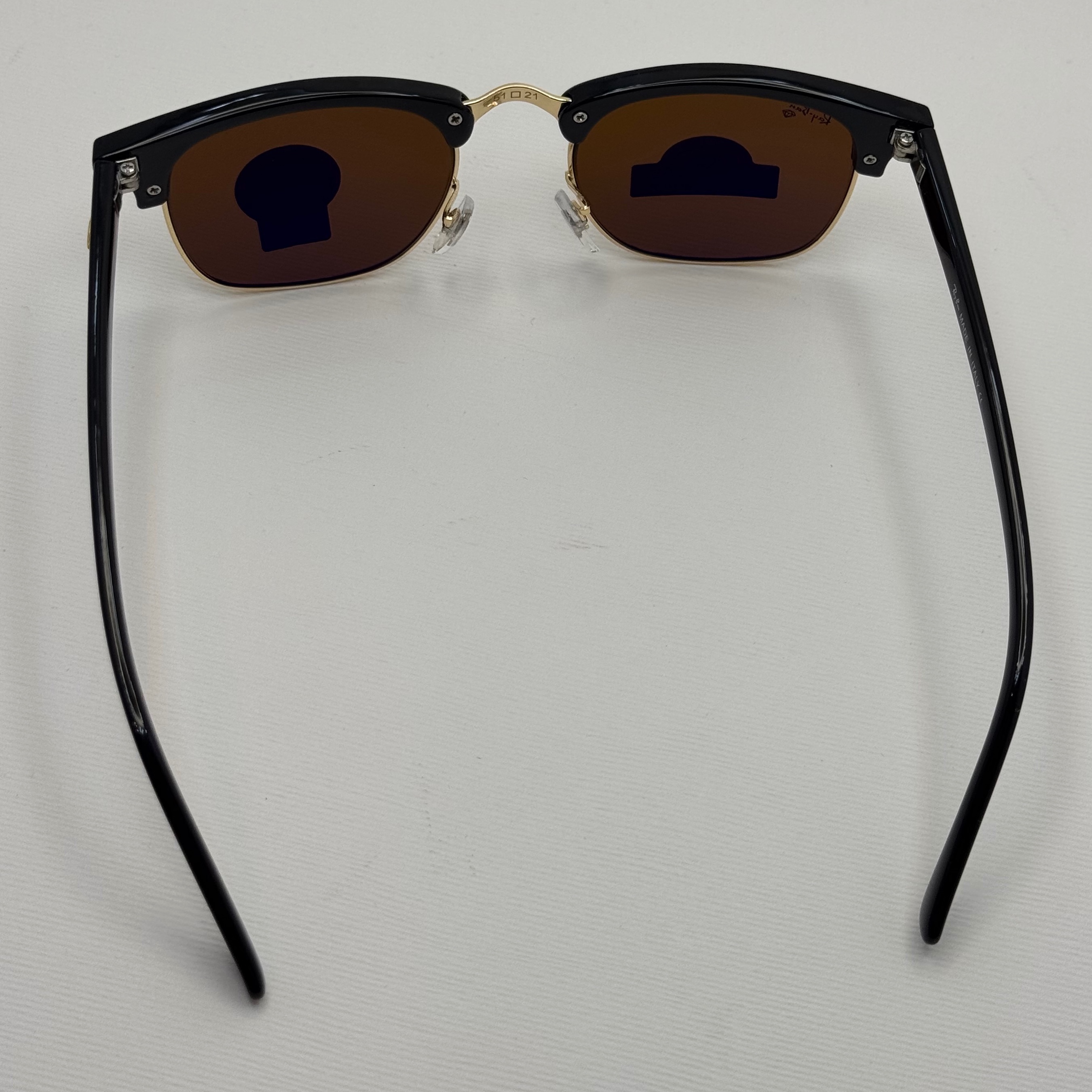 عینک آفتابی ریبن rayban کلاب مستر شیشه سنگ قهوه ای فریم طلایی rb 3016 به همراه پک کامل