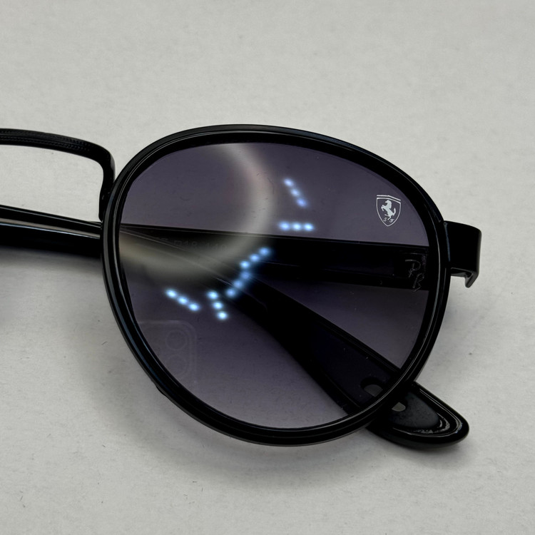 عینک آفتابی گرد ریبن فراری مشکی با پک کاملRayban Ferrari RB3705