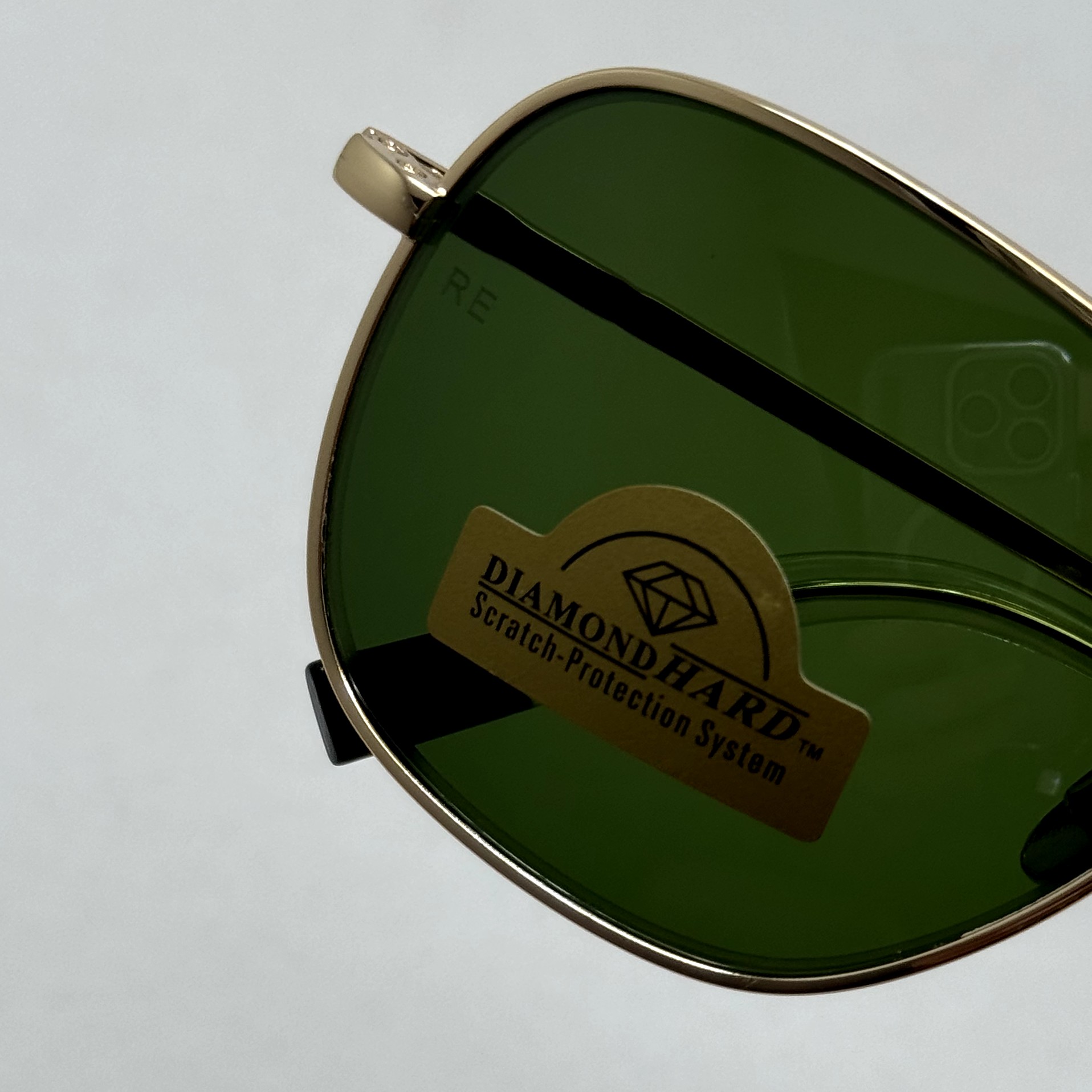 عینک آفتابی خلبانی رندولف شیشه سنگ آنتی رفلکس سبز فریم طلایی فول پک اصلی RANDOLPH AVIATOR RE 58 24K GOLD