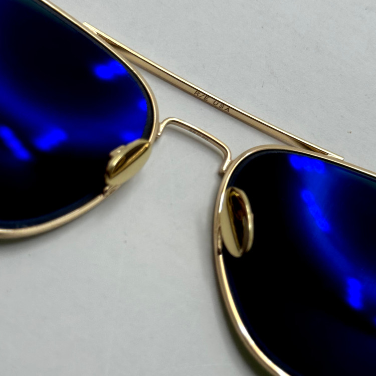 عینک آفتابی خلبانی رندولف شیشه سنگ آنتی رفلکس سبز فریم طلایی فول پک اصلی RANDOLPH AVIATOR RE 58 24K GOLD