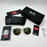عینک آفتابی ریبن rayban شیشه سنگ سبز طلایی کد rb 3958 - فول پک