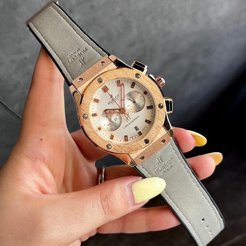 ساعت مردانه هوبلو هابلوت کرنوگراف hublot با قفل کلیپسی بند طوسی