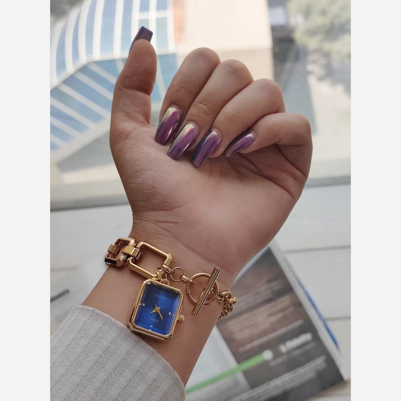 ساعت مچی زنانه شنل CHANEL با قفل تی بند استیل طلایی ارسال رایگان