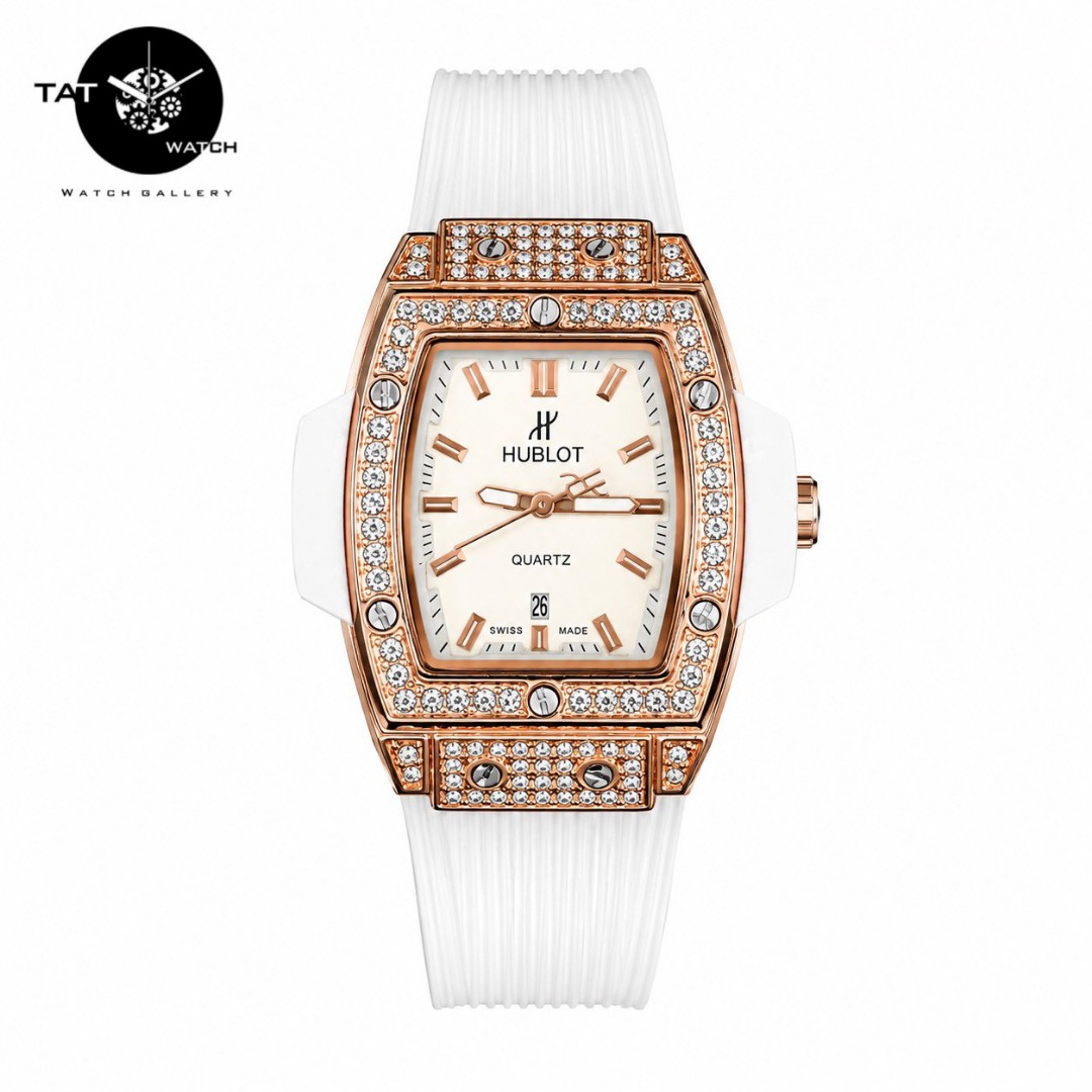 ساعت مچی زنانه هابلوت نگین دار گارانتی جعبه ارسال رایگان رنگبندی Hublot