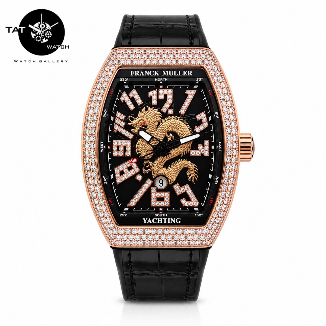 ساعت مردانه فرانک مولر باگارانتی جعبه ارسال رایگان دراگون اژدها فول نگین FRANCK MULLER ساعت مچی