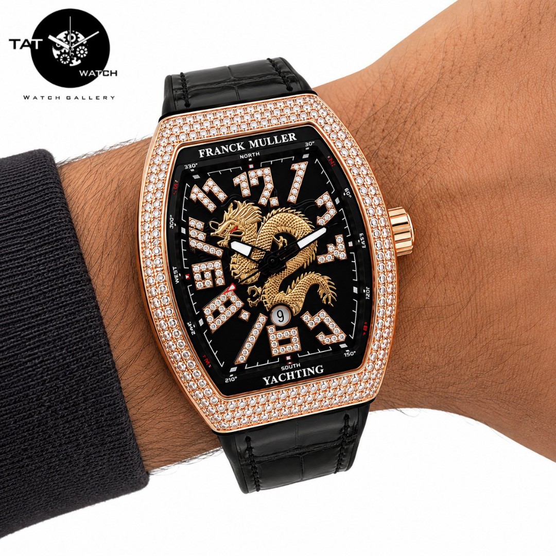ساعت مردانه فرانک مولر باگارانتی جعبه ارسال رایگان دراگون اژدها فول نگین FRANCK MULLER ساعت مچی