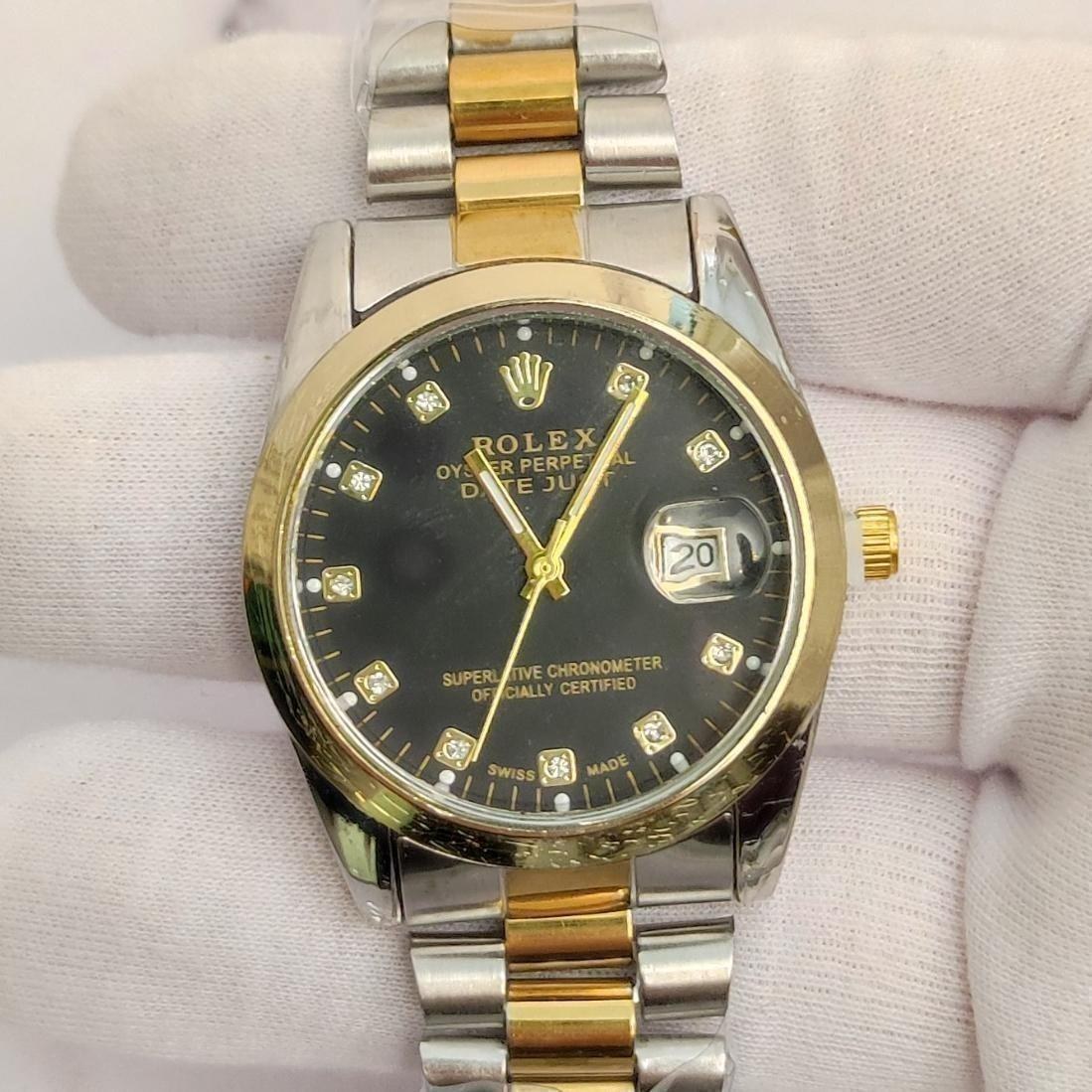 ساعت رولکس Rolex Datejust موتور قدرتمند تقویمدار بند دو رنگ صفحه مشکی