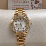 ساعت پتک فیلیپ شیشه تراش مجلسی زنانه کیفیت عالی patek philippe نقره ای و طلایی