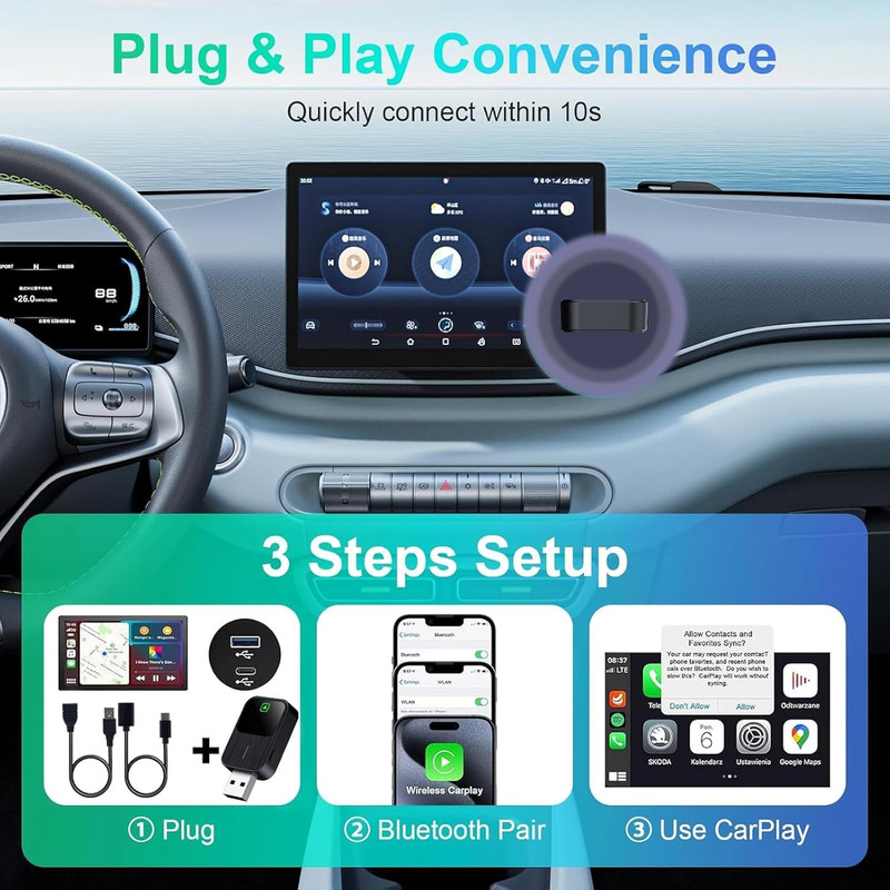 کارپلی و اندروید اتو مدل k2 2in1 Carplay/Android Auto