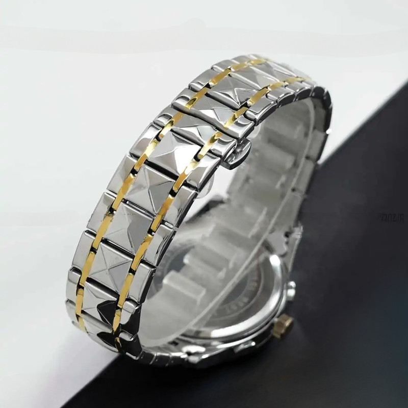 ساعت مچی عقربهای کوارتز مردانه بین باند مدل سه موتور فعال کورنوگراف نگینی کد 003