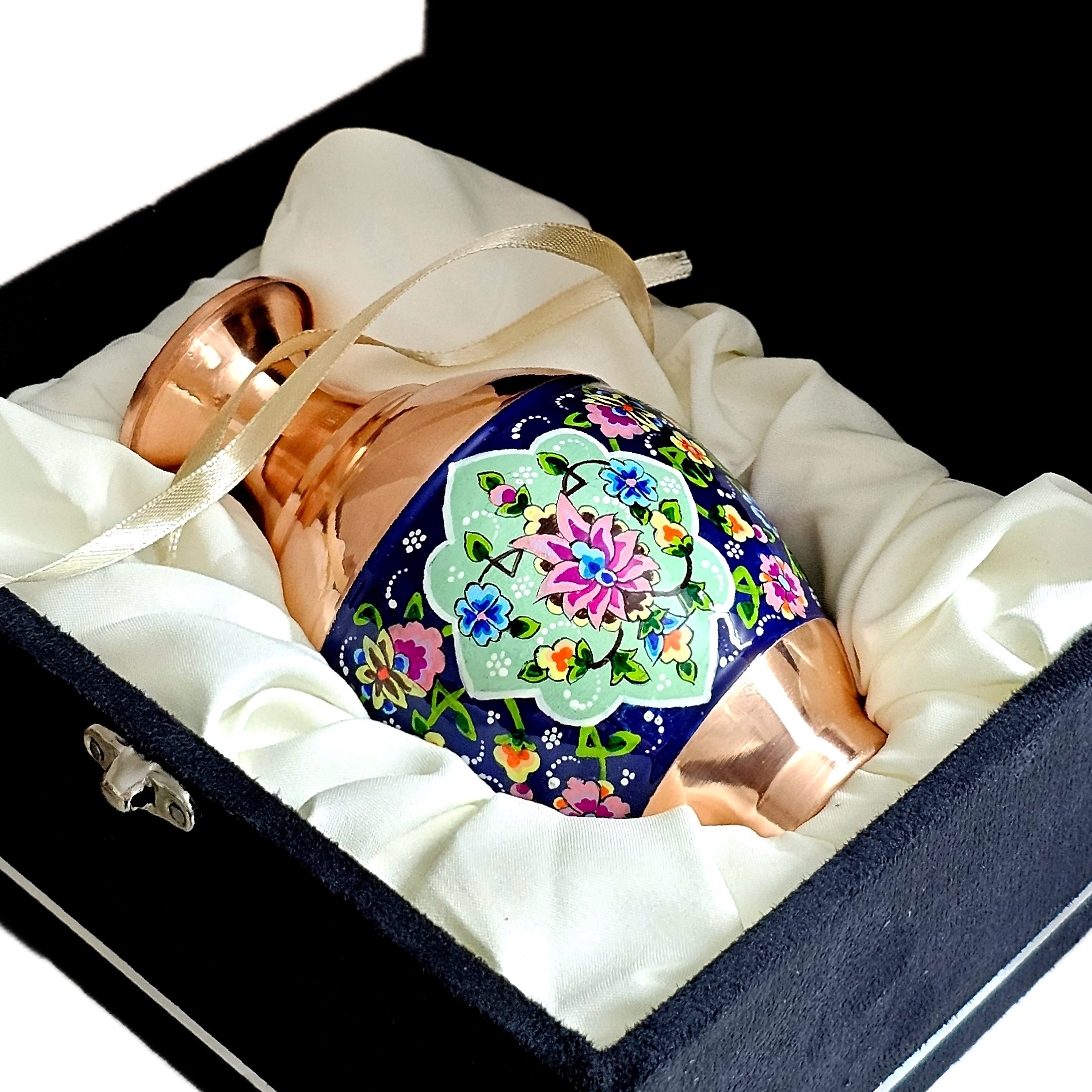 گلدان مسی طرح پرداز مدل خمره ای ارتفاع 15
