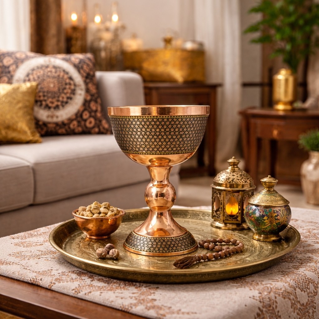 سنگاب مس و خاتم سایز 5 به همراه جعبه فانتزی