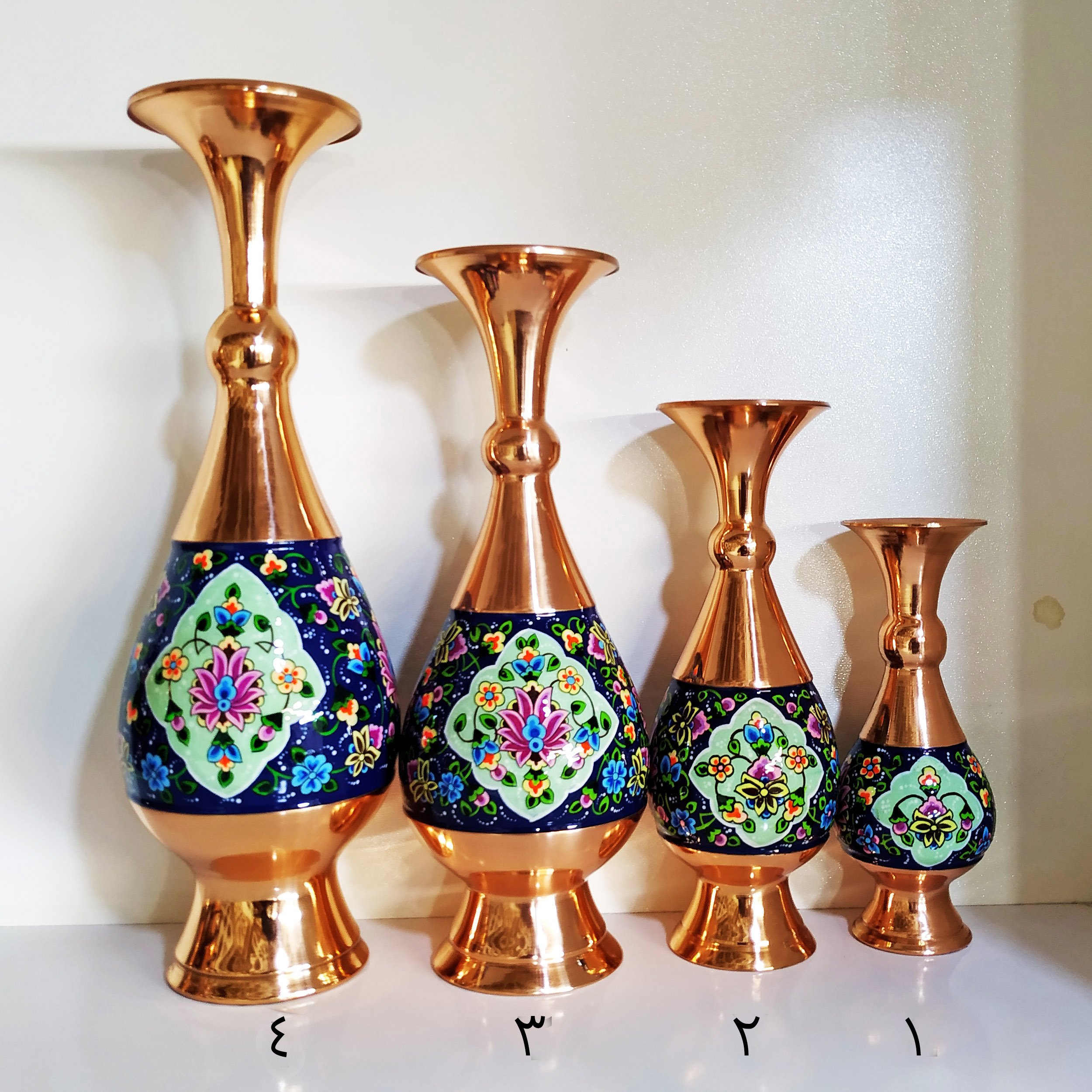 گلدان مس و پرداز مدل ترنج ارتفاع 16