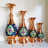 گلدان مس و پرداز ارتفاع 20 سانتی مجموعه دو عددی