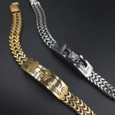 دستبند استیل مردانه پلاک طرح ورساچ VERSACE زنجیر چهار وجهی دولاین رنگ ثابت کد amp (پس کرایه)