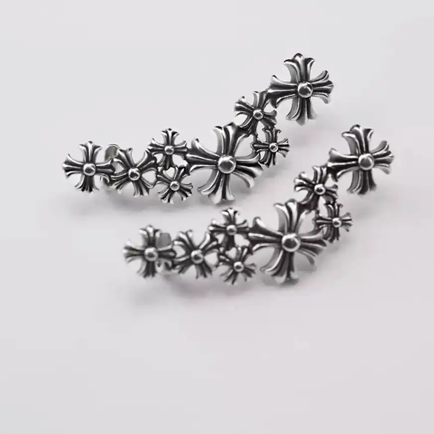 گوشواره ایرکاف طرح کروم هارتز جفتی استیل عیار 316 ضد حساسیت و رنگ ثابت کد zsf (پس کرایه)