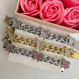 دستبند و گردنبند زنانه طرح کارتیر Cartier و پروانه رنگ ثابت با کیفیت بالا کد zel (پس کرایه)