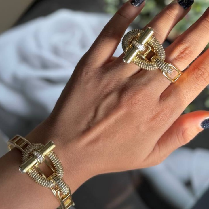 ست دستبند و انگشتر نگین دار زنانه طرح تیفانی Tiffany فری سایز freesize رنگ ثابت کد sm (پس کرایه)