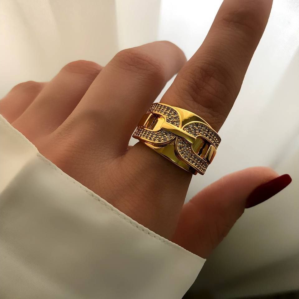 انگشتر زنانه نگین دار طرح گوچی GUCCI فری سایز Freesize رنگ کاملا ثابت کد sm (پس کرایه)