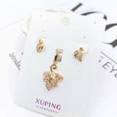 نیم ست گردنبند و گوشواره زنانه ژوپینگ طرح برگ نگین رنگ کاملا ثابت کد mp (پس کرایه)