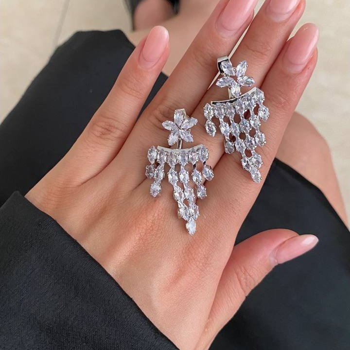 گوشواره زنانه طرح نگین تنوع طرح رنگ کاملا ثابت کد tj (پس کرایه)