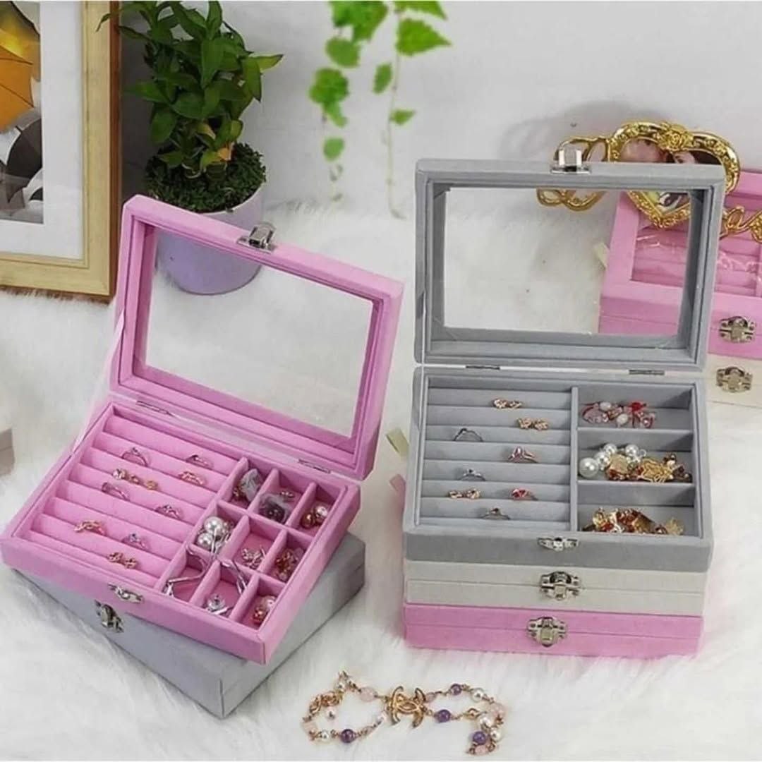 جعبه نظم دهنده شیشه ای شفاف مناسب نظم دادن به زیور آلات کد sm (پس کرایه)