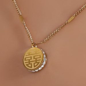 گردنبند و آویز استیل جواهری زنانه طرح دو حلقه نگین تنوع طرح طرح رنگ کاملا ثابت کد mp (پس کرایه)