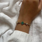 دستبند استیل زنجیری طرح گل ونکلیف Vancleef رنگ ثابت کد sm (پس کرایه)