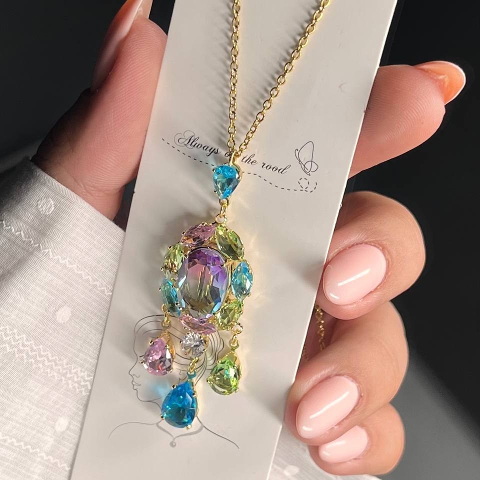 گردنبند و آویز پلاک طرح جواهری زنانه طرح حلقه و گل سفید تنوع طرح رنگ ثابت کد tk (پس کرایه)