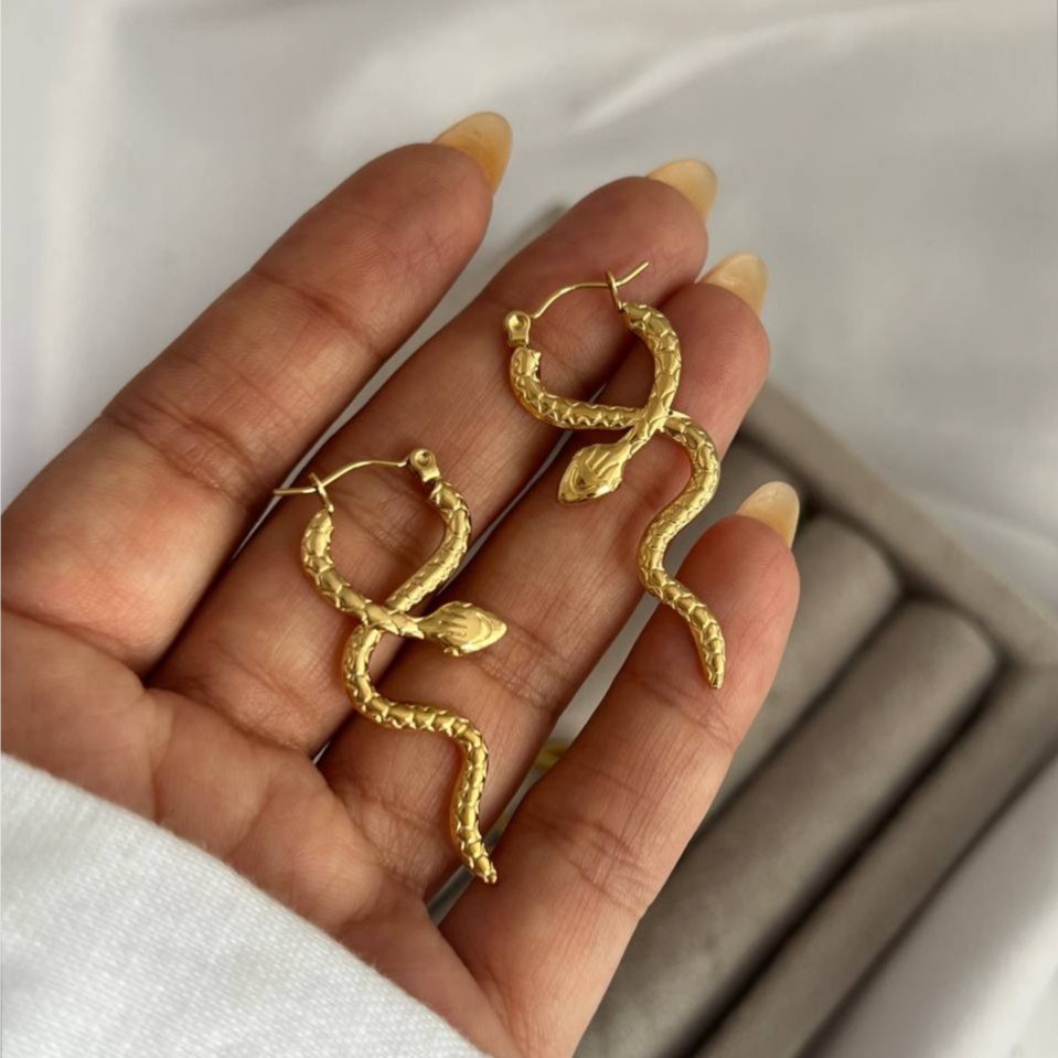 گوشواره استیل زنانه طرح مار تنوع طرح رنگ ثابت کد tj (پس کرایه)