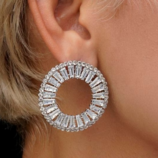 گوشواره جواهری طرح حلقه ای زیبا رنگ کاملا ثابت کد bn (پس کرایه)