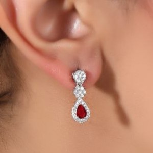 نیم ست گردنبند و گوشواره طرح جواهری طرح گل آویز اشکی نگین رنگ ثابت کدMP (پس کرایه)
