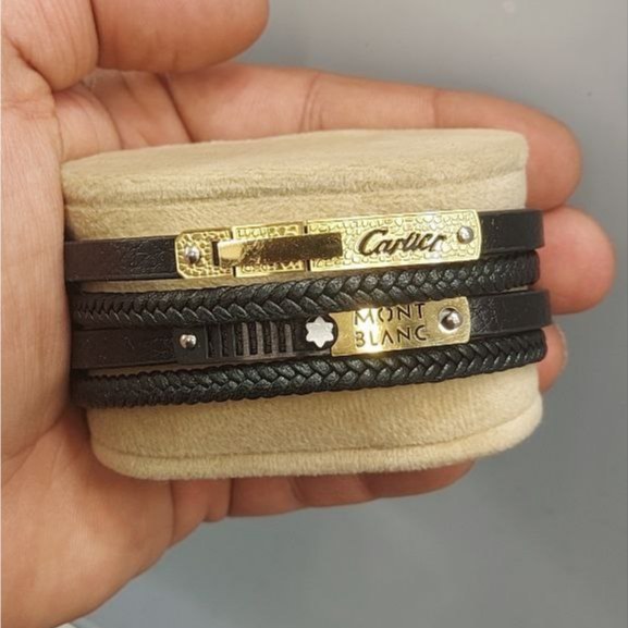 دستبند چرمی قفل و پلاک استیل مردانه طرح گوچی Gucci کیفیت چرم عالی تنوع طرح رنگ ثابت کد bn (پس کرایه)