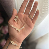 ست کامل گردنبند و دستبند و انگشتر و گوشواره زنانه طرح نگین برگ آویز رنگ ثابت کد sm (پس کرایه)