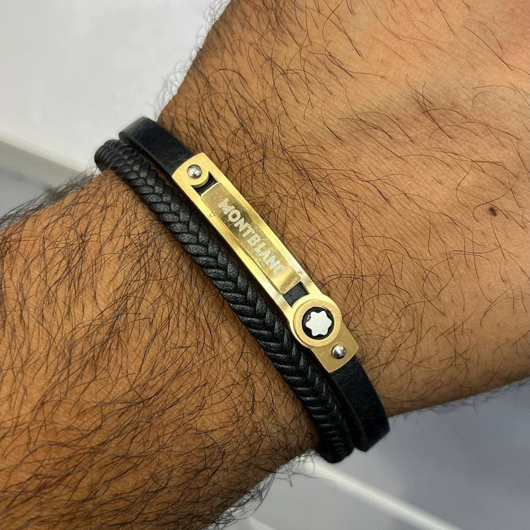 دستبند چرمی قفل و پلاک استیل مردانه ورساچه Versace کیفیت چرم عالی تنوع طرح رنگ ثابت کدbn (پس کرایه)