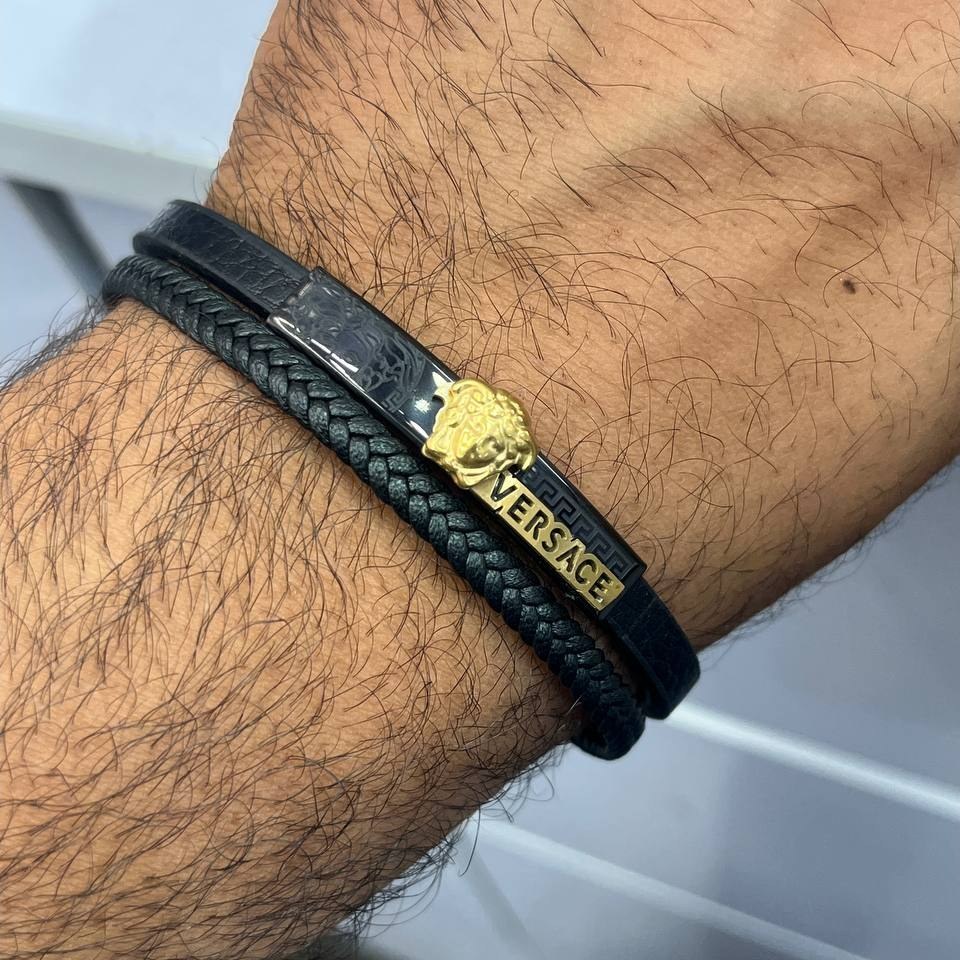 دستبند چرمی قفل و پلاک استیل مردانه مونت بلنک Montblanc کیفیت چرم عالی تنوع طرح رنگ ثابت کدbn (پس کرایه)