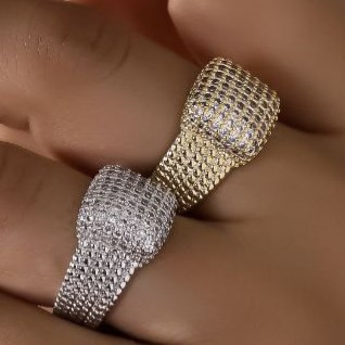 انگشتر استیل زنانه طرح مربع فری سایز Free size رنگ ثابت کد tj (پس کرایه)