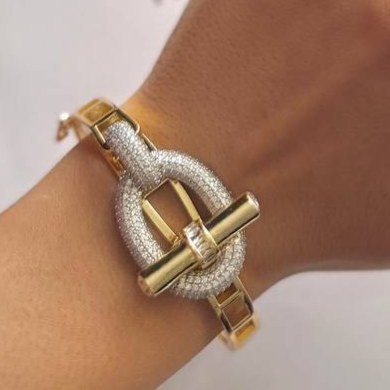 نیم ست دستبند و انگشتر طرح هرمس HERMES نگین رنگ ثابت کد sm (پس کرایه)