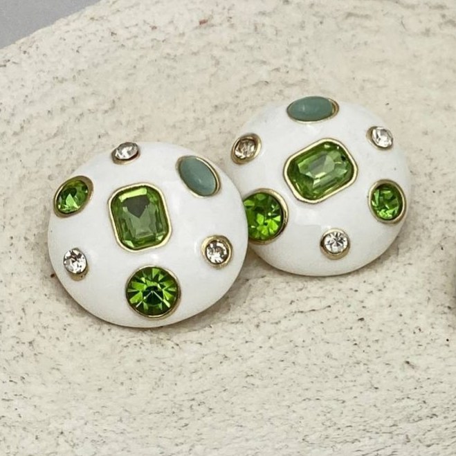 گوشواره مینا کاری طرح نگین رنگی تنوع رنگ رنگ ثابت کد tj (پس کرایه)