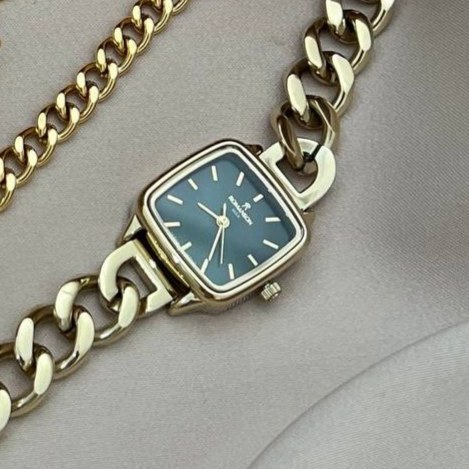 ست کامل گردنبند و ساعت رومانسون و دستبند و انگشتر و گوشواره استیل زنانه طرح ورساچه Versace رنگ ثابت کد tj (پس کرایه)