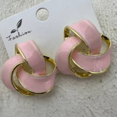 گوشواره مینا کاری طرح گره صورتی رنگ ثابت کد tj (پس کرایه)